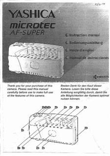 Yashica Microtec AF-Super manual. Camera Instructions.